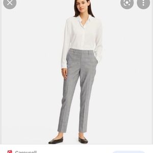 Uniqlo EZY ankle light grey checked pants XS - NWT